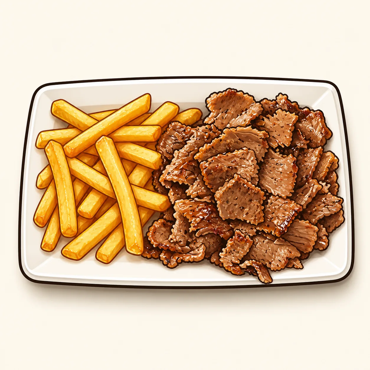 Kinderteller · halbe Portion mit Pommes — Goeki-Illustration